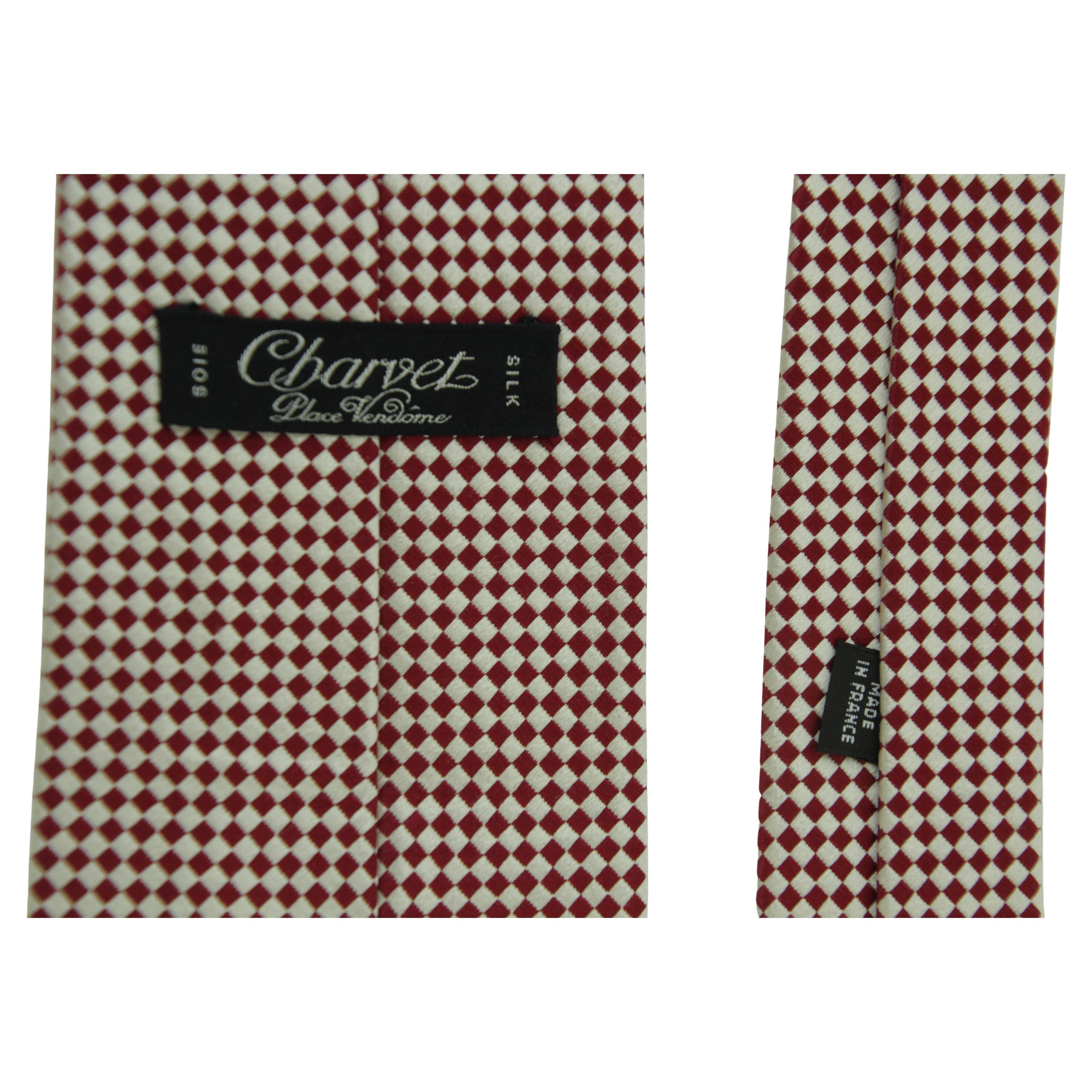 CHARVET Place Vendome Paris Red Silk Neck Tie France In Good Condition For Sale In North Hollywood, CA
