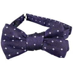 CHARVET Purple Geometric Print Silk Bow Tie