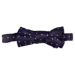 CHARVET Purple & White Squares Silk Bow Tie