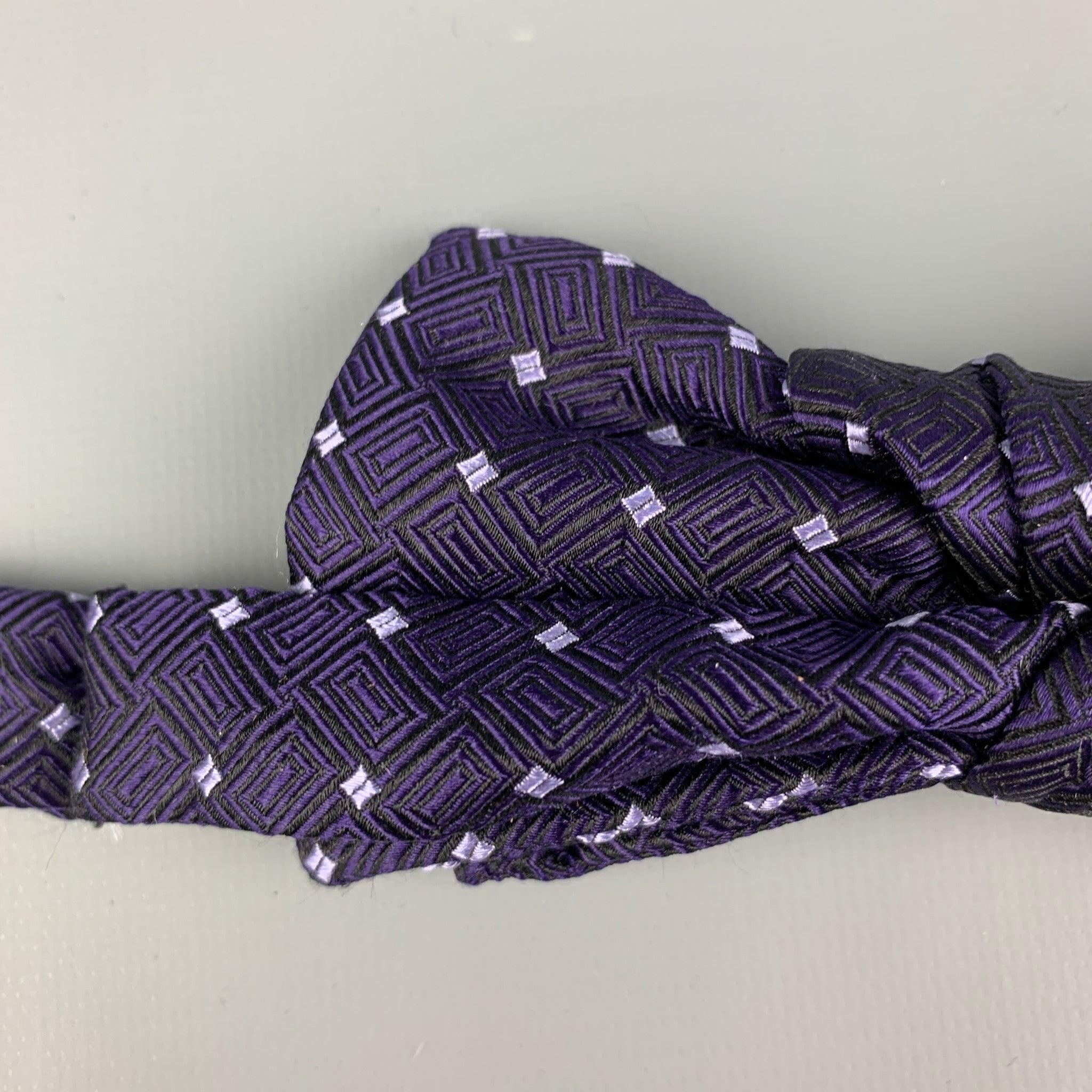 Black CHARVET Purple White Squares Silk Bowtie For Sale