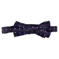 CHARVET Purple White Squares Silk Bowtie