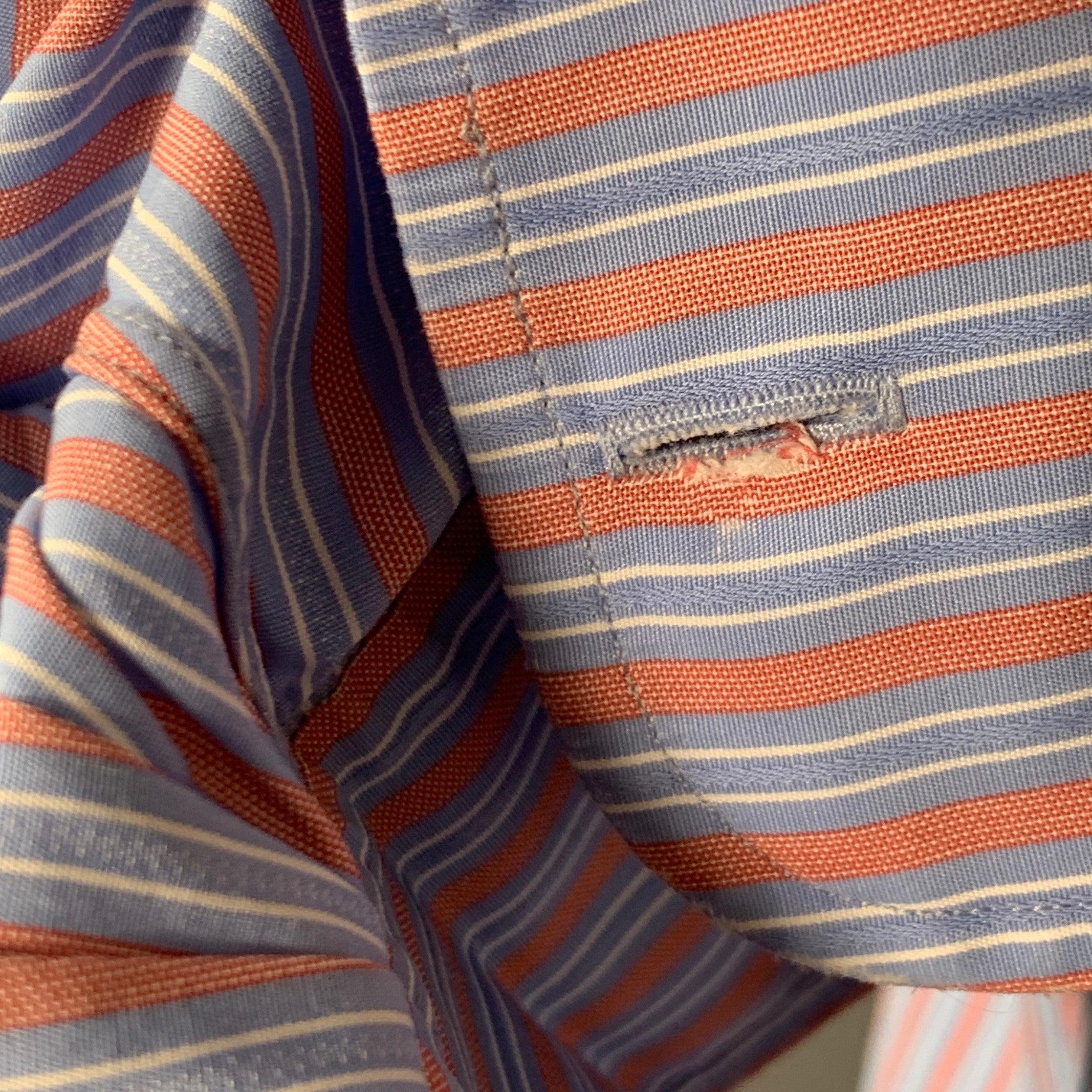 CHARVET Größe L Blau Rosa gestreiftes langärmeliges Hemd aus Baumwolle mit geschwungenem Cutaway-Druck Herren im Angebot