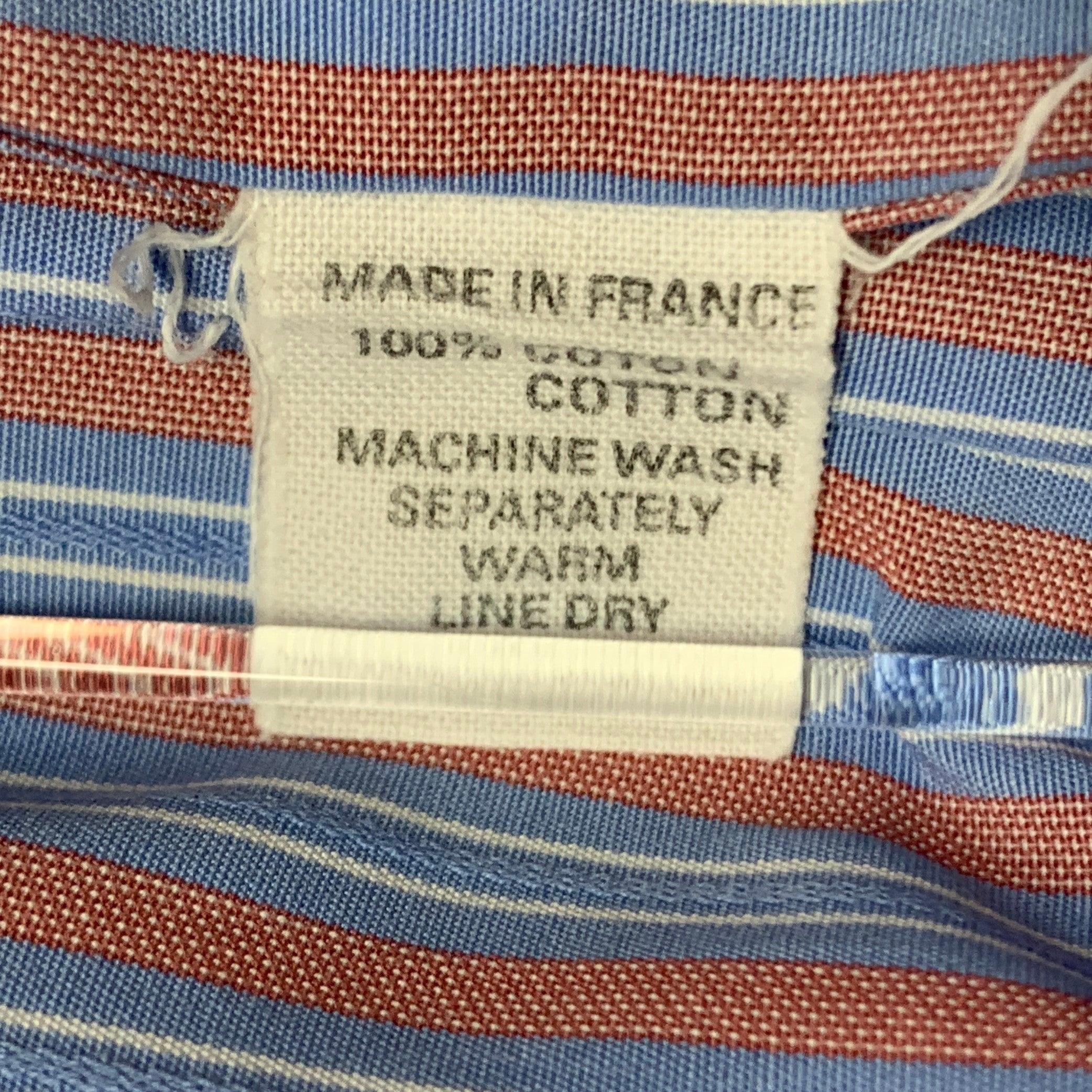 CHARVET Größe L Blau Rosa gestreiftes langärmeliges Hemd aus Baumwolle mit geschwungenem Cutaway-Druck im Angebot 2