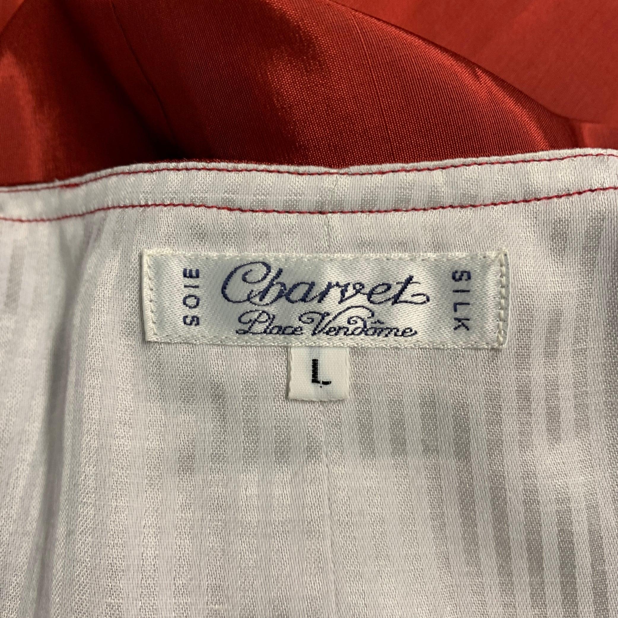 CHARVET Size L Burgundy Black Jacquard Silk Buttoned Vest Pour hommes en vente