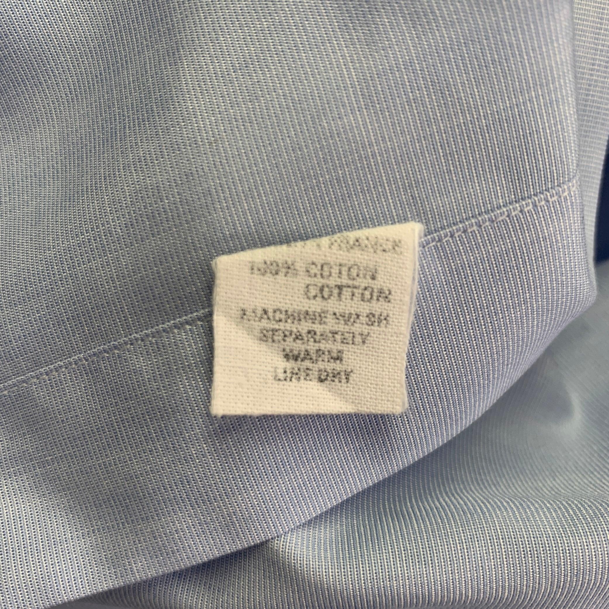 Men's CHARVET Size L Light Blue Cotton Spread Collar Long Sleeve Shirt For Sale