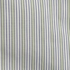 CHARVET Size L White Navy Green Stripe Cotton Curved Cutaway Long Sleeve Shirt