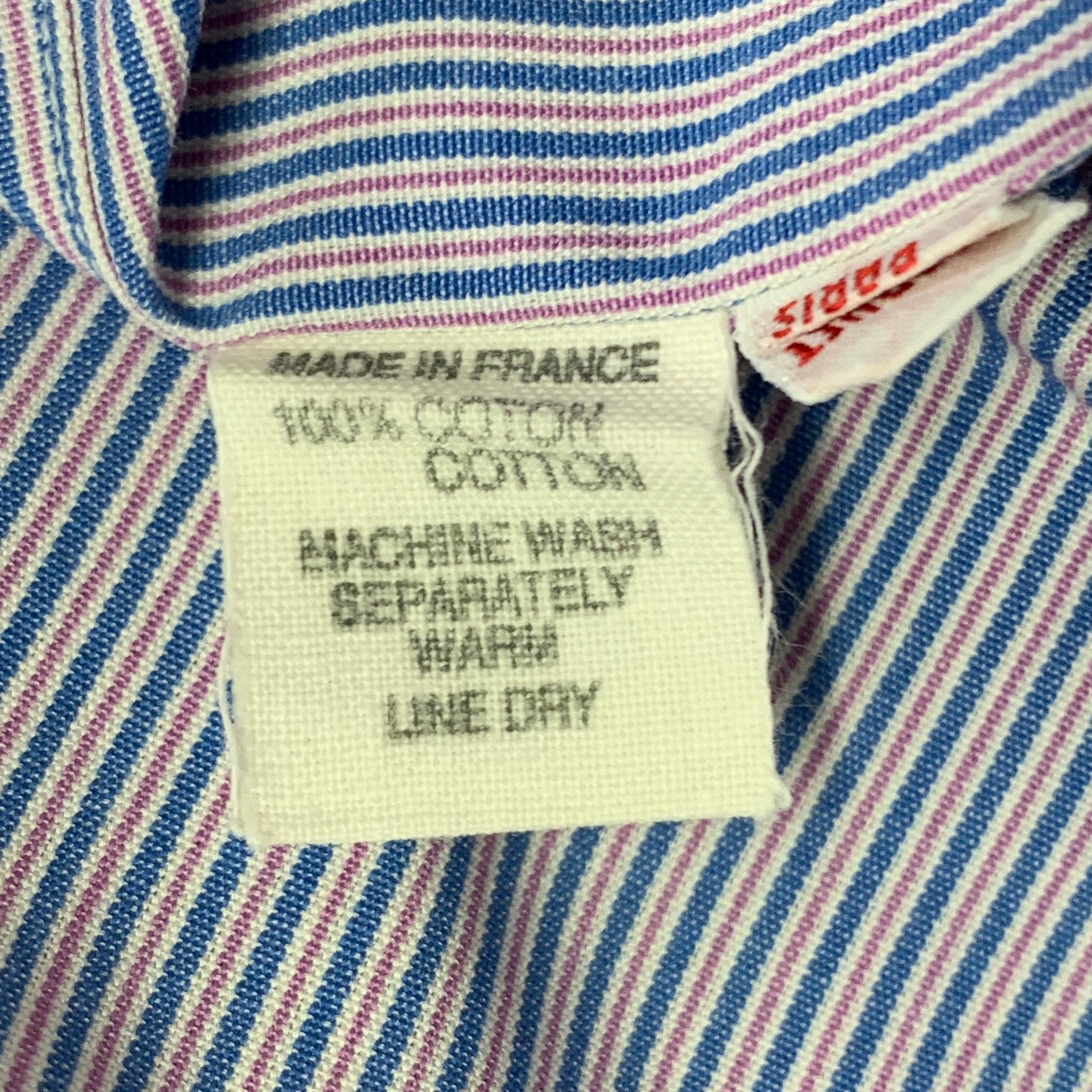 CHARVET Size M Blue Lilac Stripe Cotton Button Down Collar Long Sleeve Shirt For Sale 2