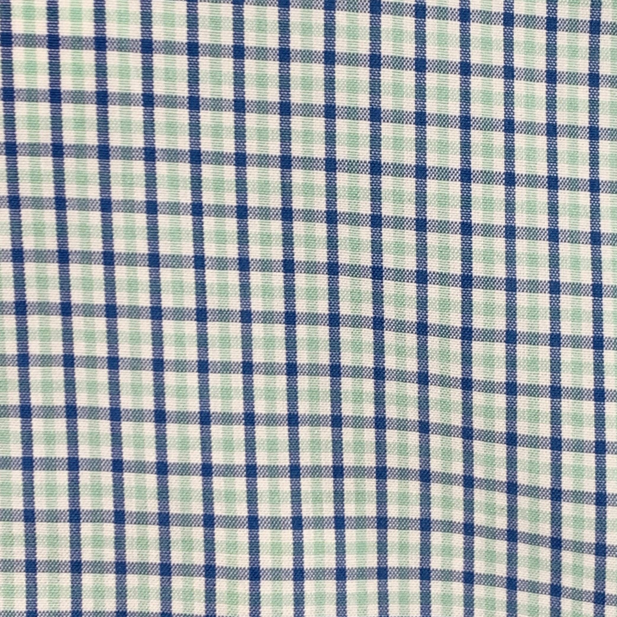 CHARVET long sleeve shirt in a white, blue, and green cotton woven fabric featuring a checkered pattern, button down collar, one pocket, and button closure. Made in France.Excellent Pre-Owned Condition. 

Marked:   M/L 

Measurements: 
 
Shoulder: