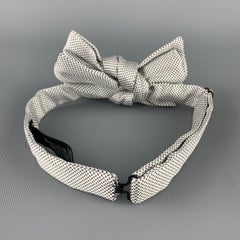 CHARVET White & Black Print Silk Bow Tie