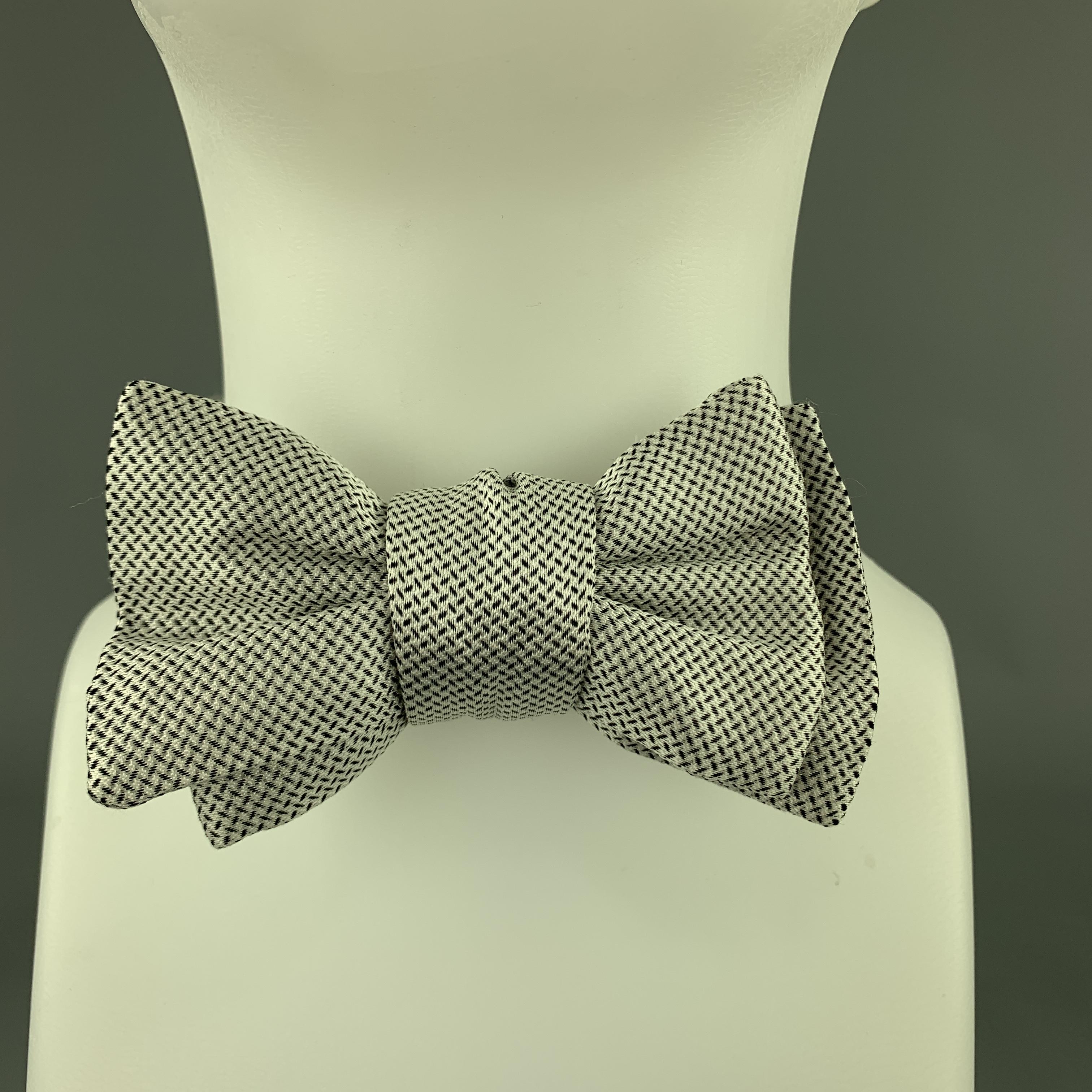 Gray CHARVET White & Black Print Silk Bow Tie