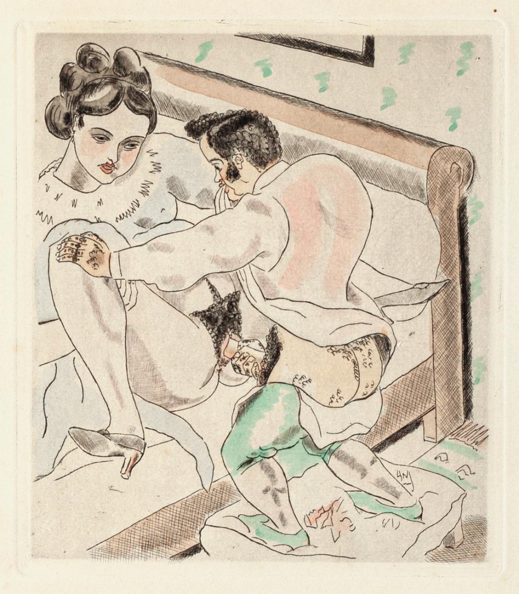 Erotic est une gravure originale réalisée par Chas Laborde dans les années 1920. Cette impression originale est colorée à la main à l'aquarelle.

En très bon état, y compris le Passepartout en carton blanc, 52 x 37cm.

Cette œuvre appartient à la