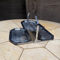 Chase Art Deco Chrom dreifach Tier Folding Snack Tablett Kuchen Stand