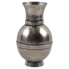 Chase Art Deco Hammered Silvered Copper Vase