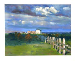 Una pausa en las nubes, serigrafía de paisaje impresionista de Chase Chen Chenoff