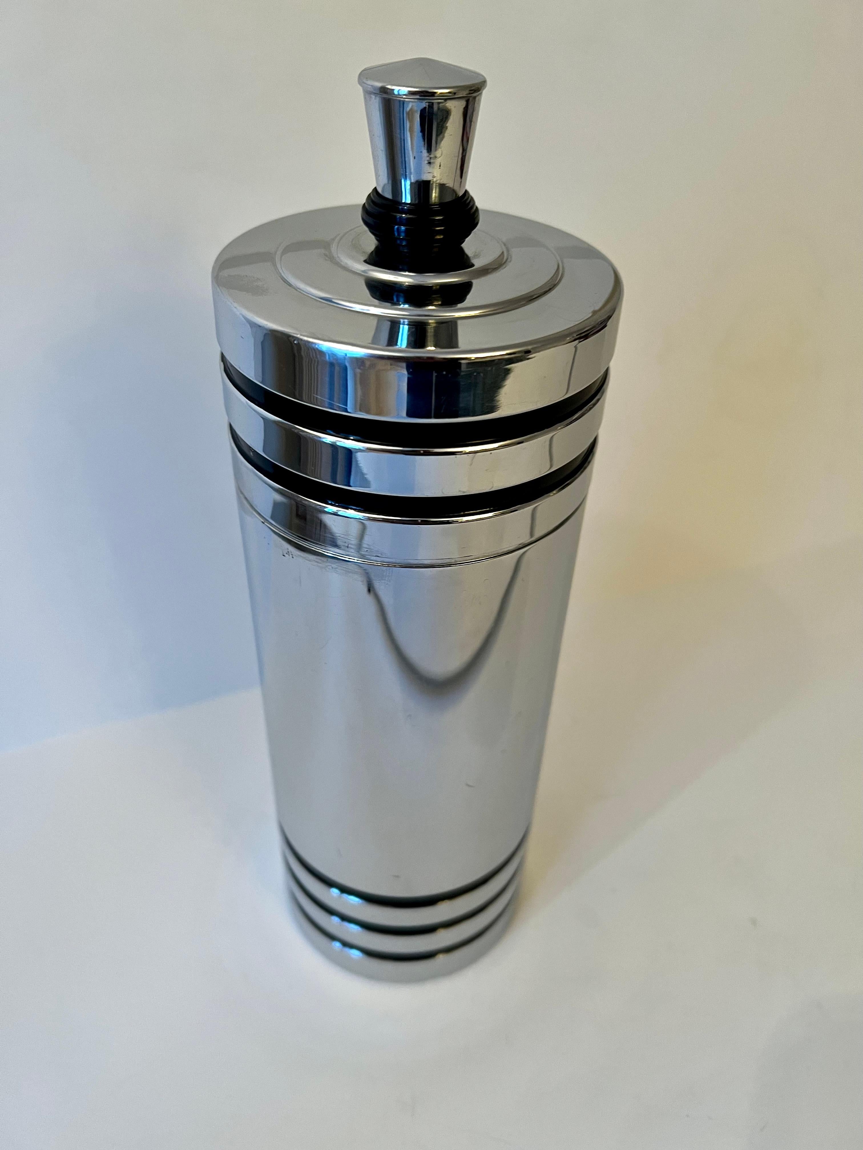 Mid-Century Modern Chase Cocktail Shaker with Black Band Details