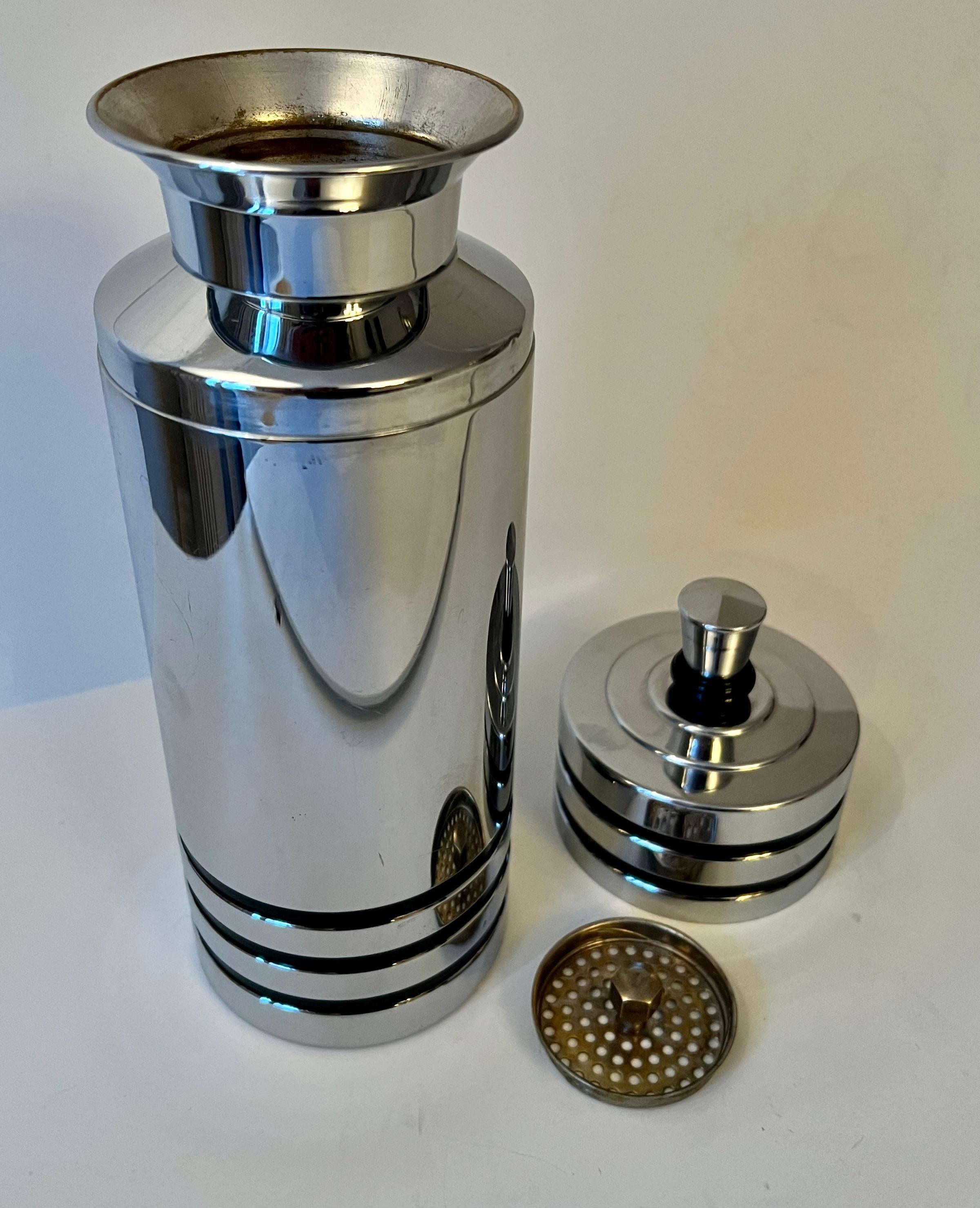 Brass Chase Cocktail Shaker with Black Band Details