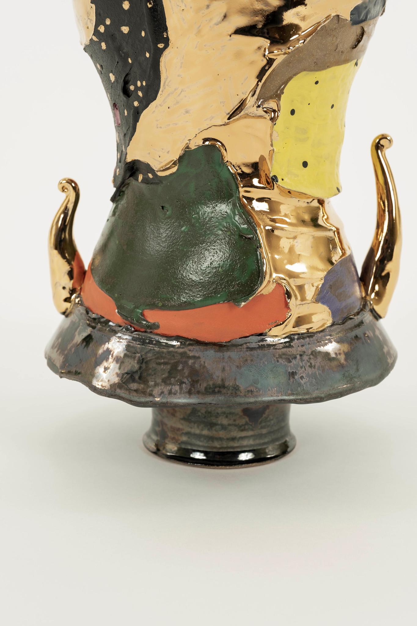 Contemporary Chase Gamblin 24K Gold Fire Glaze Starry Night Porcelain Urn Vase