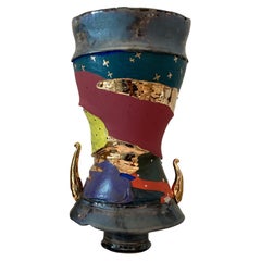 Chase Gamblin 24K Gold Fire Glaze Starry Porcelain Pottery Urn Vase