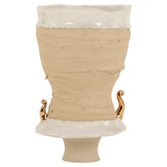 Chase Gamblin Splash of Gold Taupe Porcelain Urn Vase