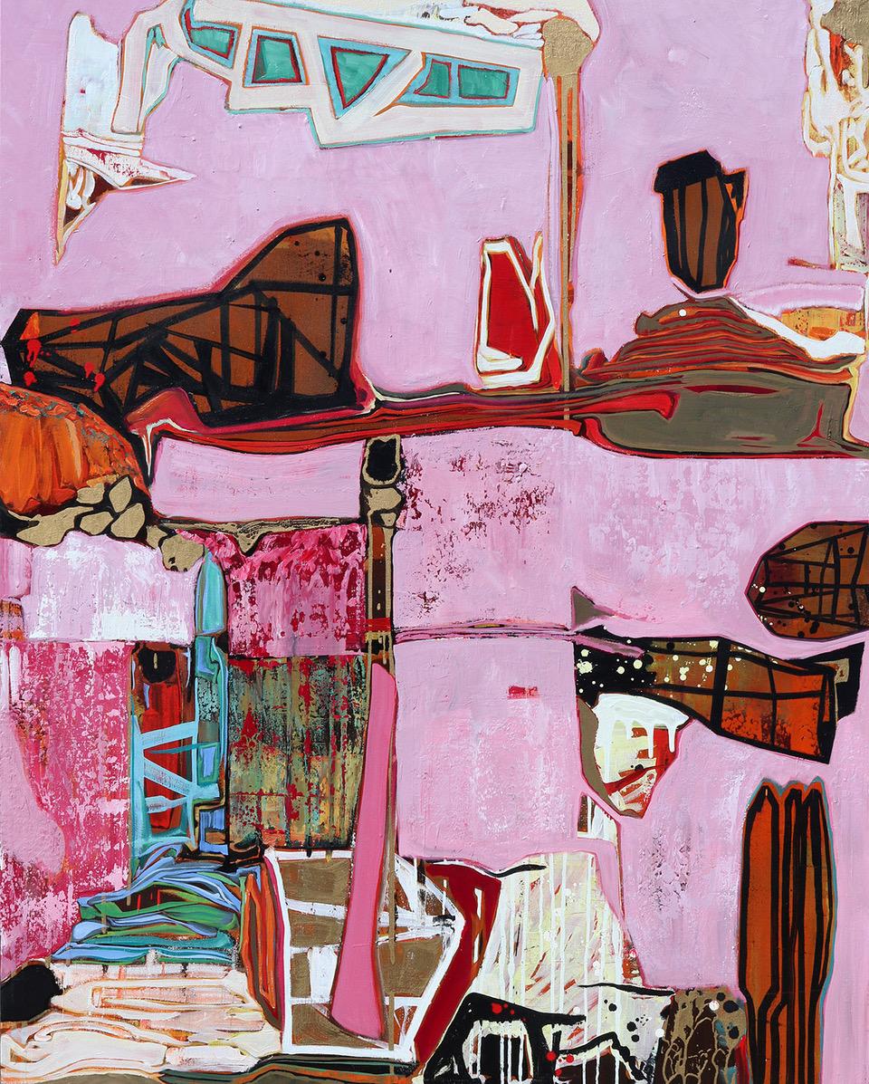 "Metropolis 5" pink abstract  - Mixed Media Art by Chase Langford