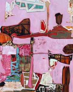 "Metropolis 5" pink abstract 