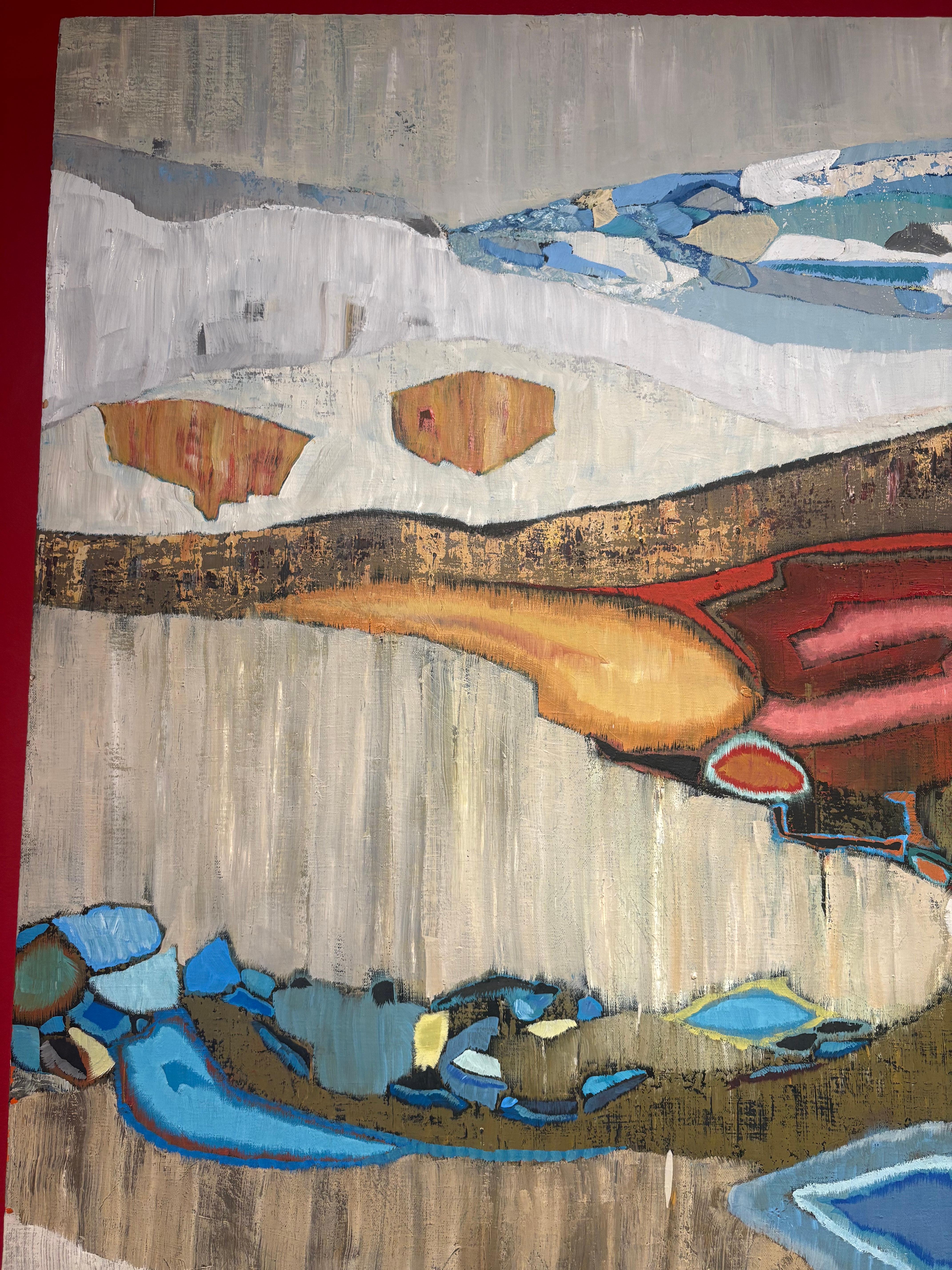 „Avalon Bay“ farbenfrohes, fließendes, abstraktes Ölgemälde in Blau, Grün, Rot im Angebot 2