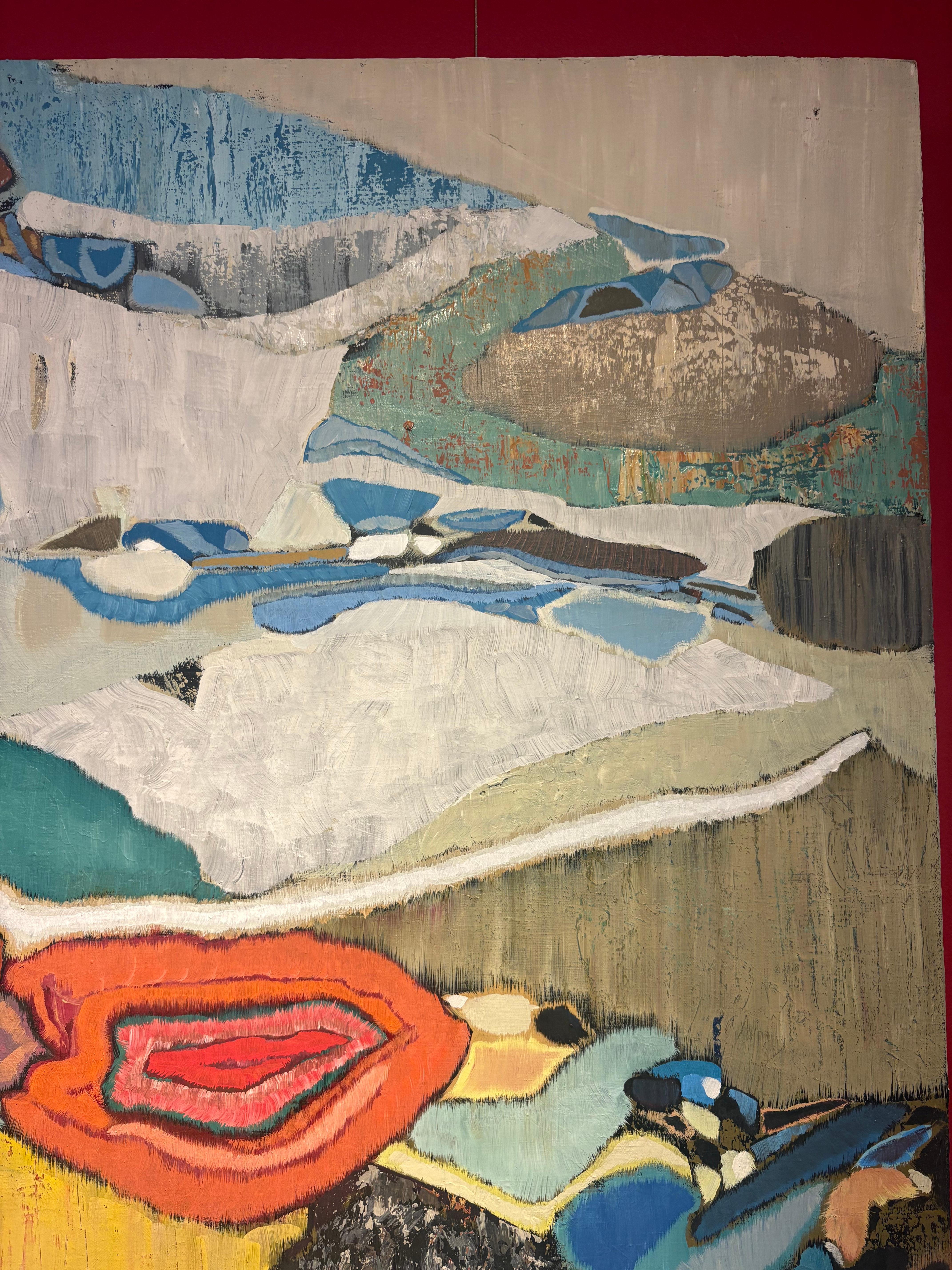 „Avalon Bay“ farbenfrohes, fließendes, abstraktes Ölgemälde in Blau, Grün, Rot im Angebot 3