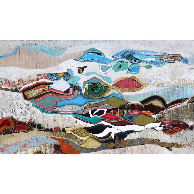 Chase Langford Figurative Painting - "Catalina Point" abstract of ocean
