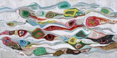 "Cozumel Channel" peinture à l'huile abstraite de paysage sédimentaire d'un courant roulant.