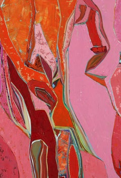 "Elephant Walk 2" pink abstract with depth created by texture and motion