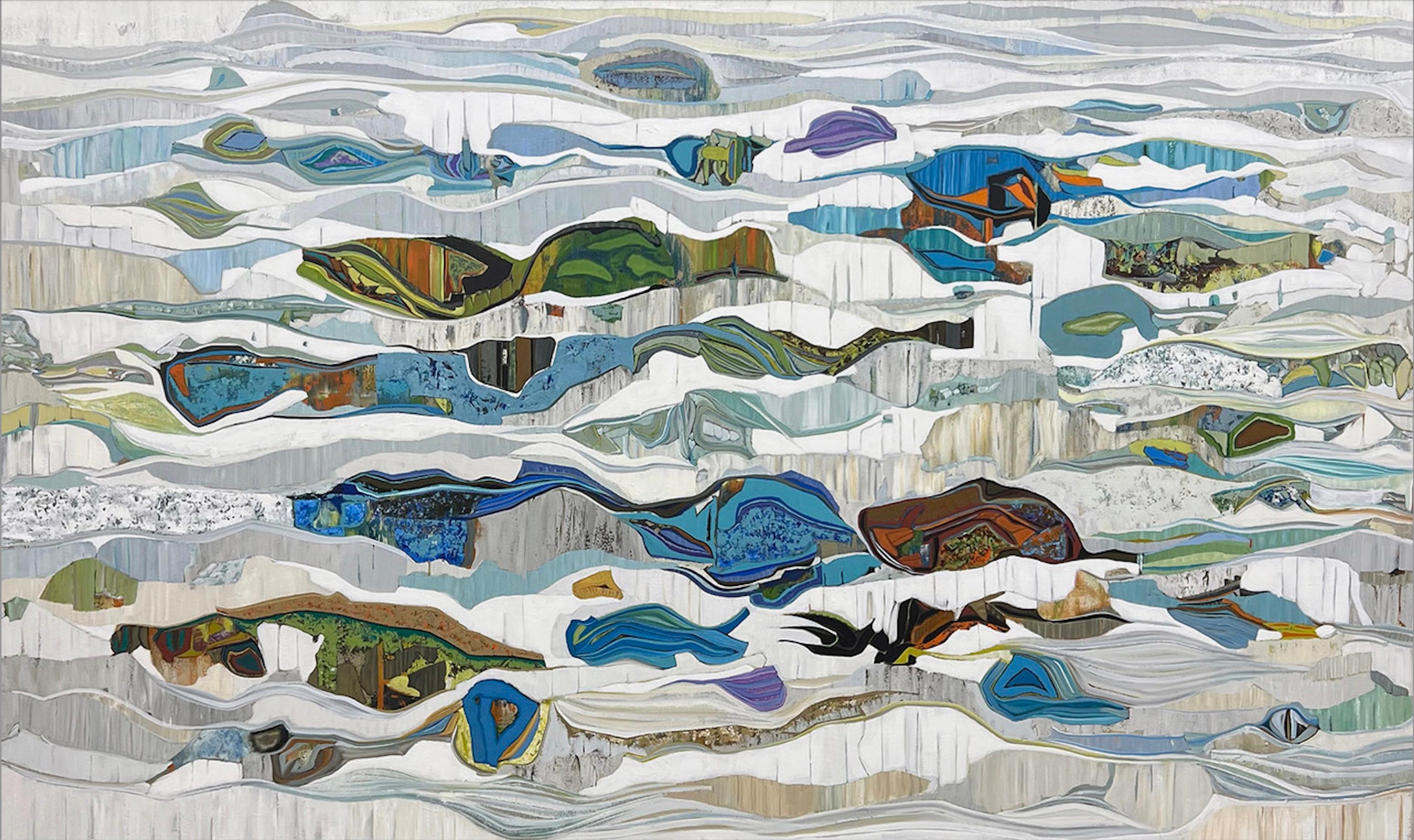 "Malibú" las capas del mar, pintura abstracta inspirada en los azules de California