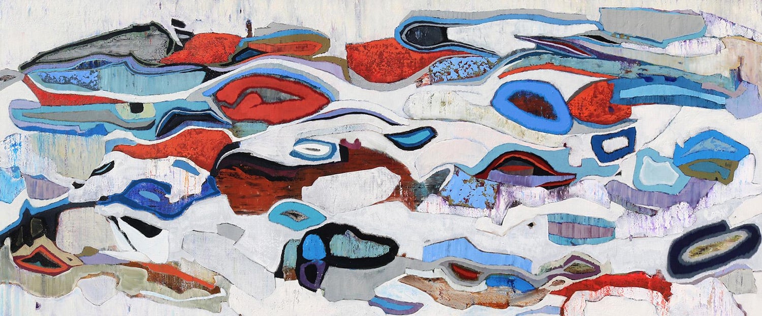 Chase Langford Newport Beach Red Purple And Blue Abstract Oil