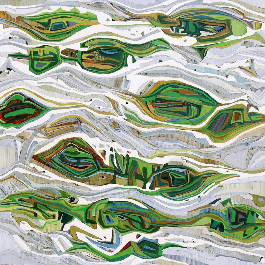 Chase Langford Abstract Painting - "Tasman Sea" Large Scale Abstract oil painting in Green, white and gray