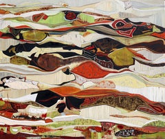 "Utah" abstract, earth tones, red orange layers, desert, inspired by cartography