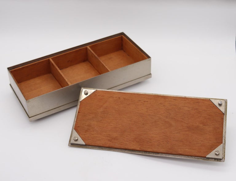 Chase Usa Co. 1930 Art Deco Geometric Steel Box with Bakelite and Wood