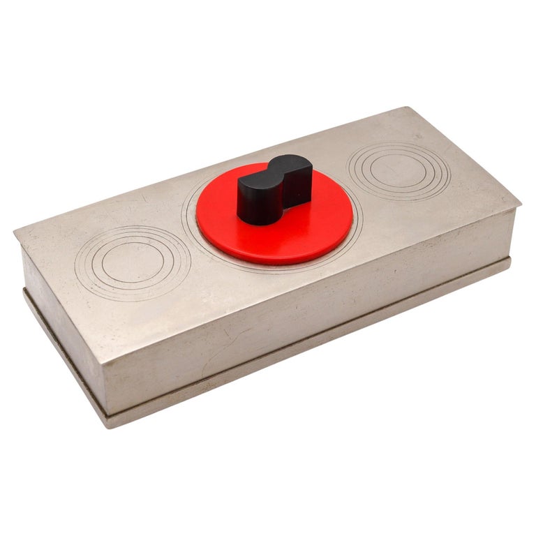 Chase Usa Co. 1930 Art Deco Geometric Steel Box with Bakelite and Wood