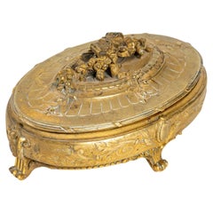 Chased Bronze Jewellery Box, 19th Century