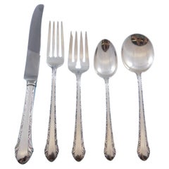 Vintage Chased Romantique by Alvin Sterling Silver Flatware Set for 6 Service 30 Pcs