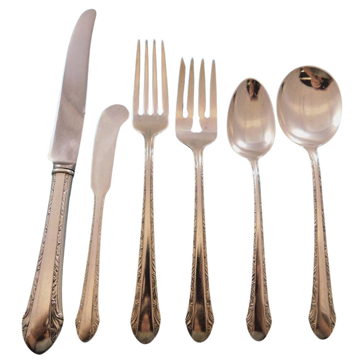 Chased Romantique von Alvin, Besteckset aus Sterlingsilber für 8 Personen, 55 Teile