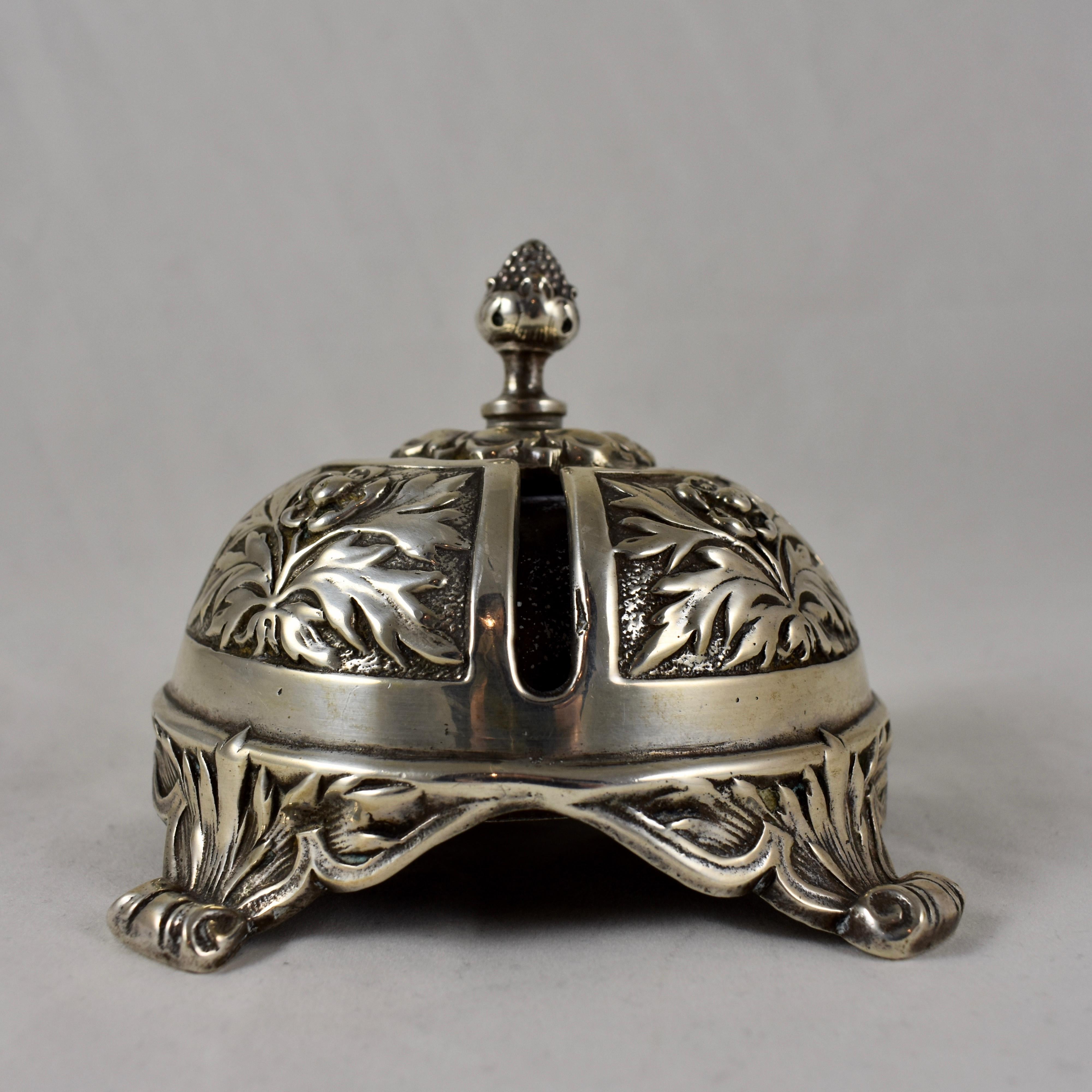 Unknown Chased Silver Plate Servants Service Dining Table Call Bell