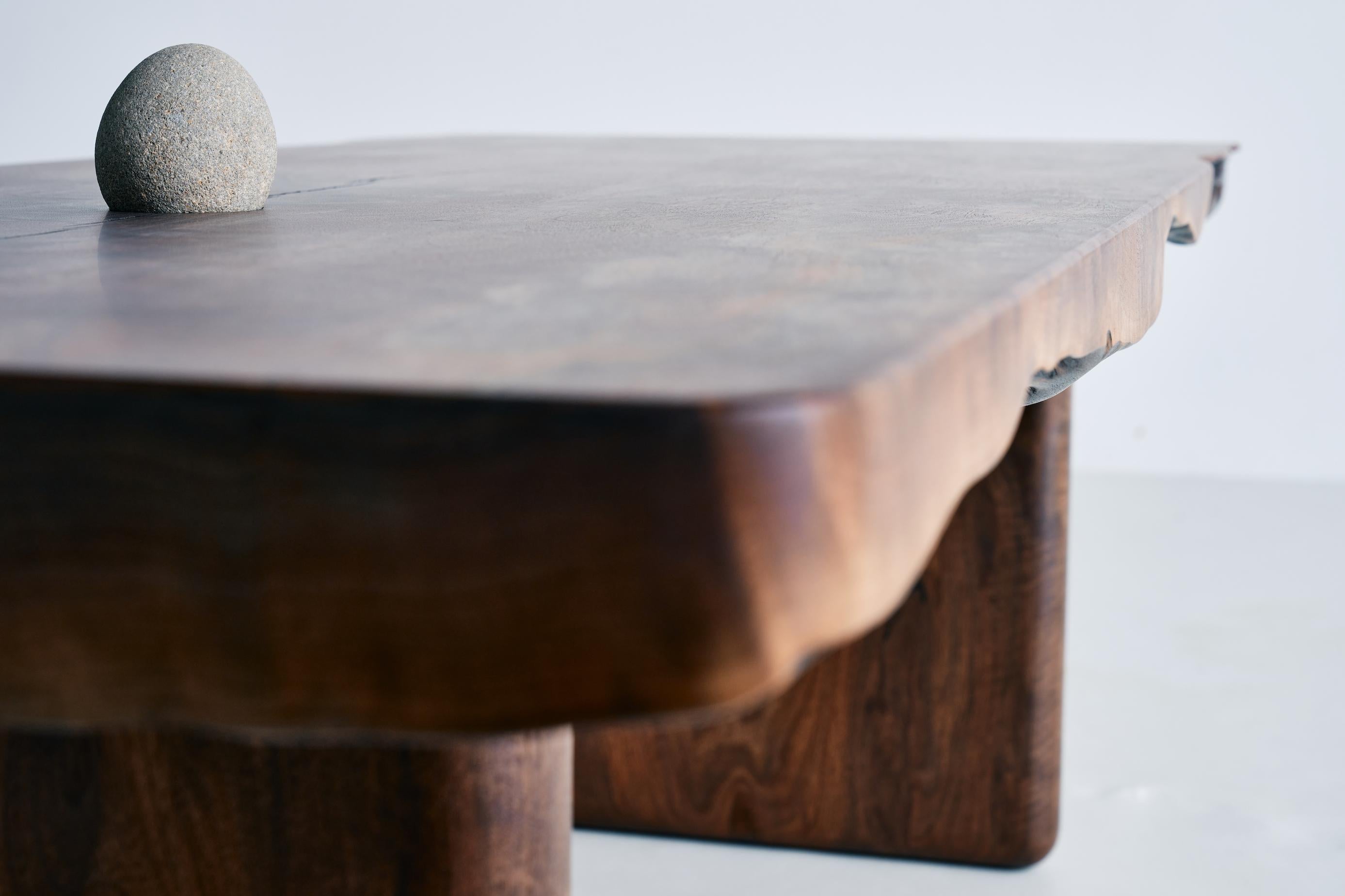 Chasm Coffee Table in Oregon Black Walnut, Stone and Bronze In New Condition For Sale In San Diego, CA