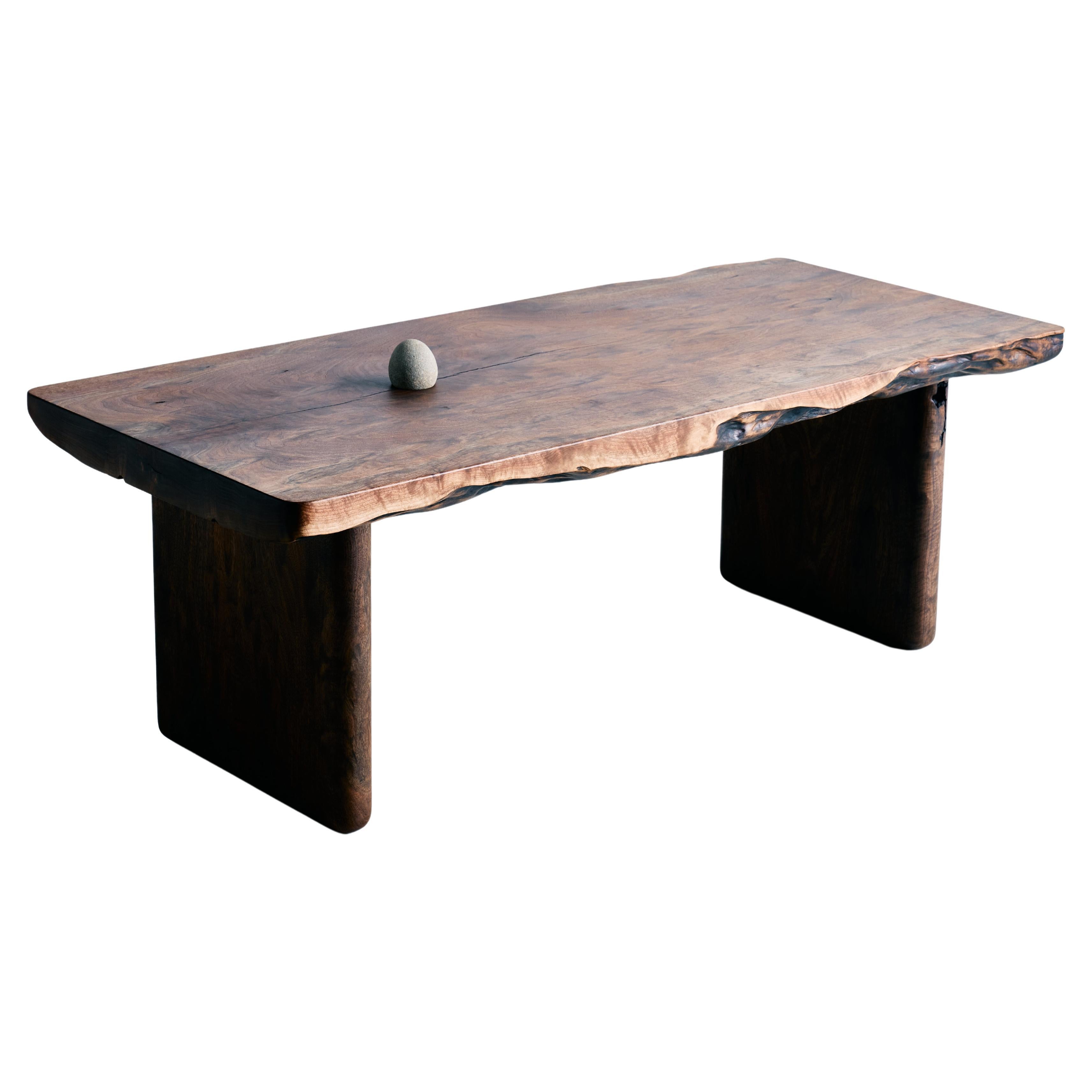 Chasm Coffee Table in Oregon Black Walnut, Stone and Bronze For Sale