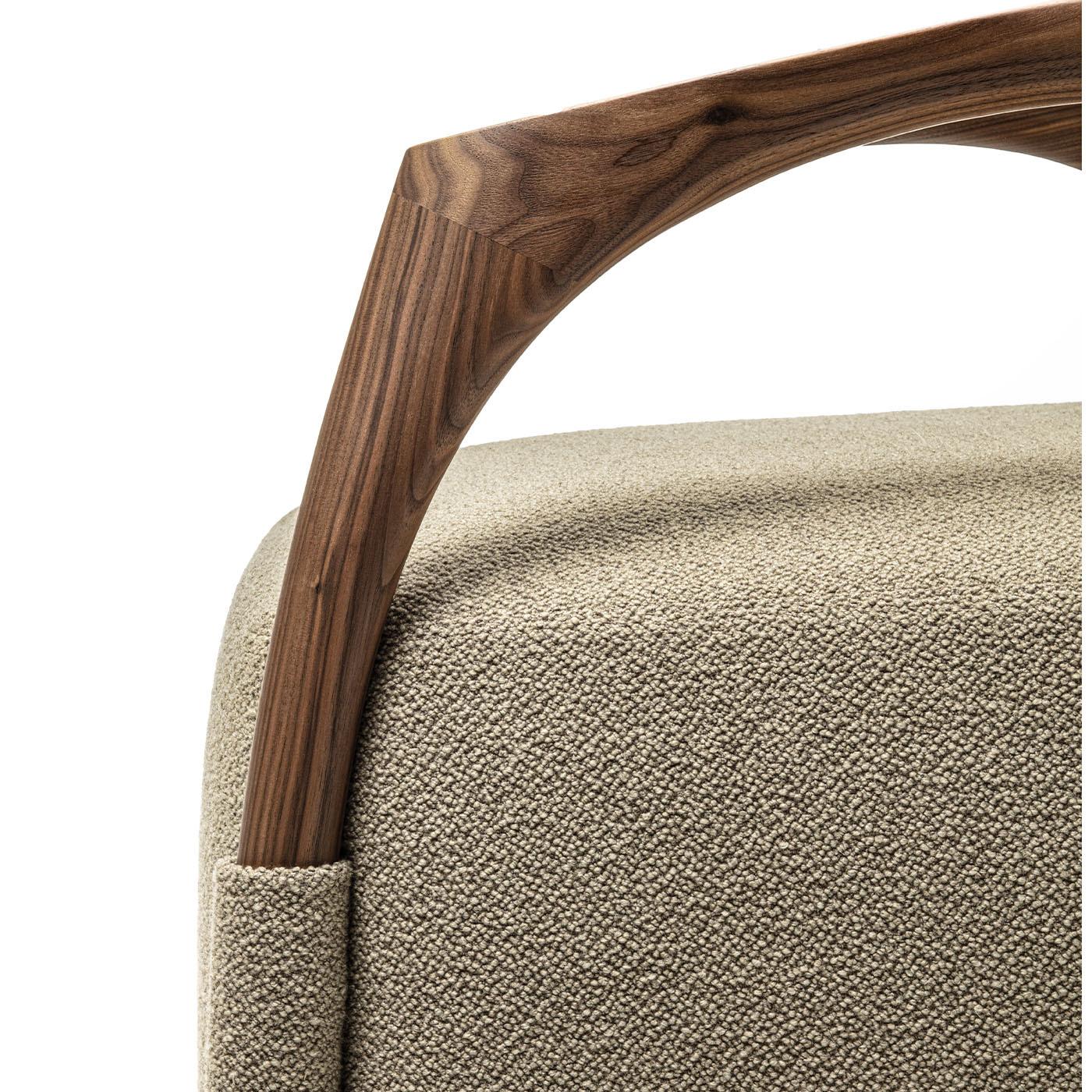 Italian Chassis Canaletto Walnut Solid Wood Armchair & Fabric Upholstery by Durame For Sale
