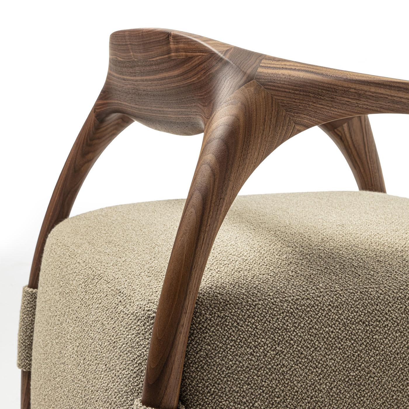 Chassis Canaletto Walnut Solid Wood Armchair & Fabric Upholstery by Durame In New Condition For Sale In Milan, IT