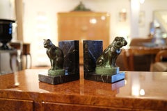 Chat et Dogue Art Deco Bookends of a Cat and a Dog from Max Le Verrier
