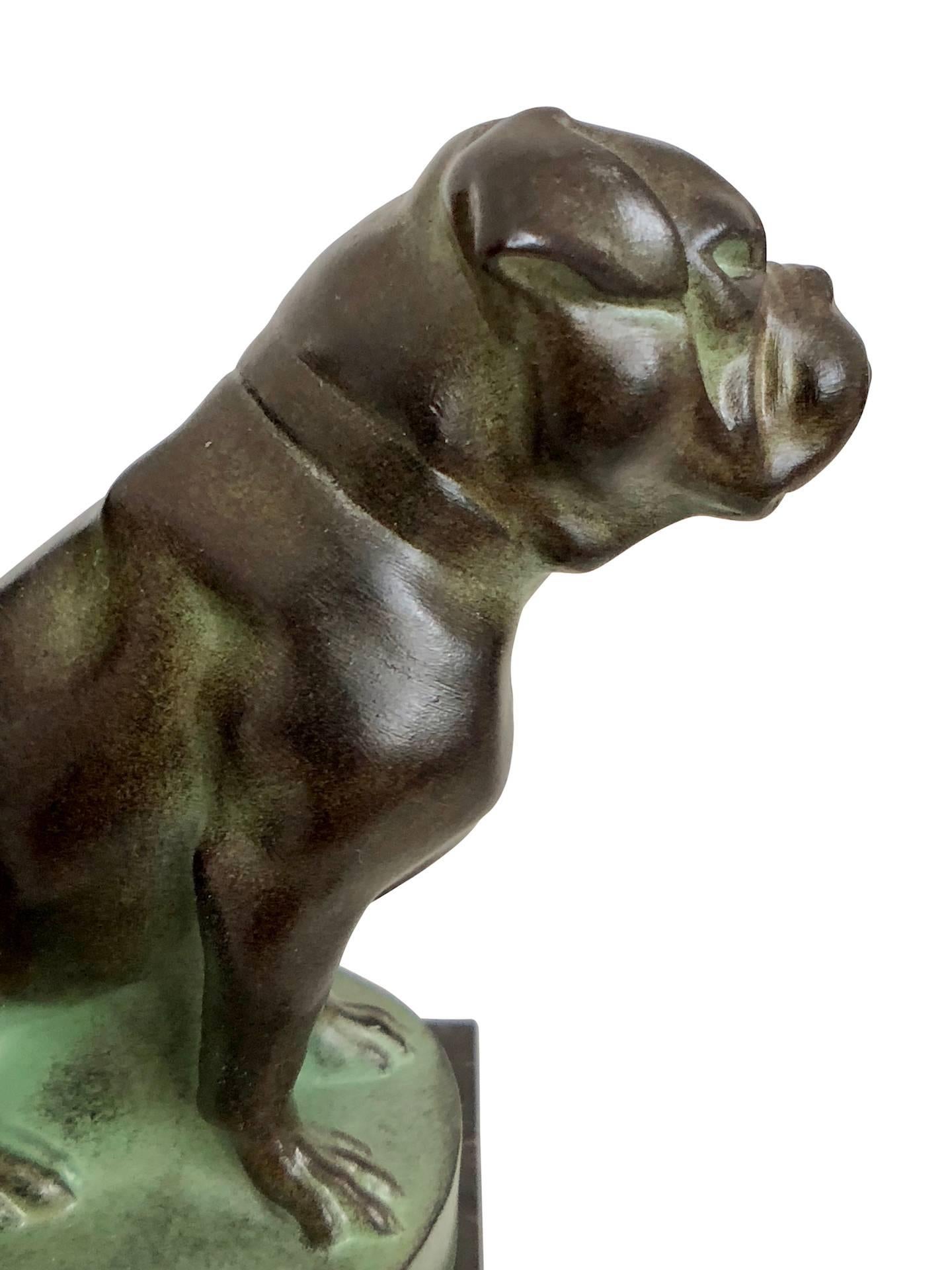 Spelter Chat et Dogue Art Deco Bookends of a Cat and a Dog from Max Le Verrier