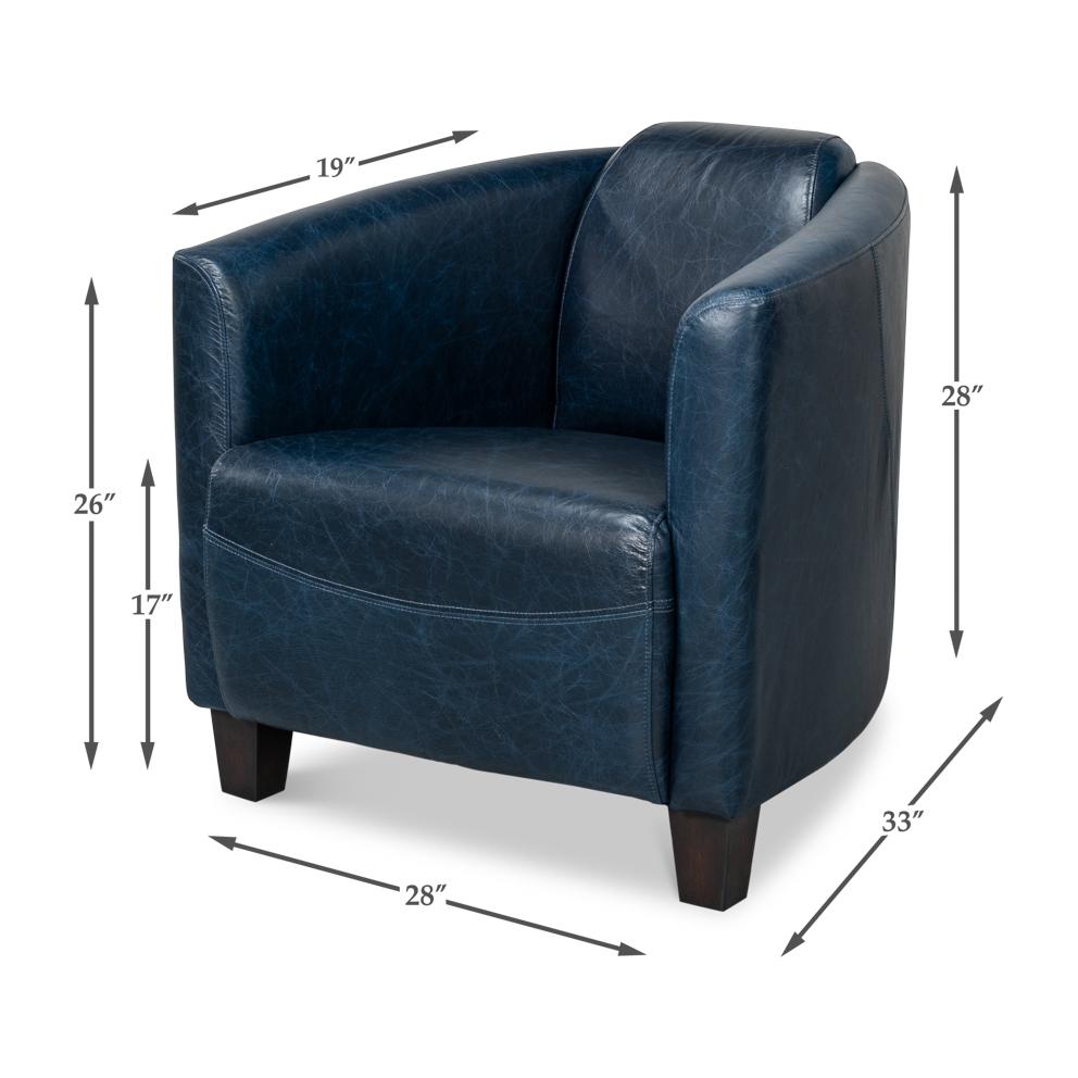 Chateau Blue Leather Club Chair For Sale 4