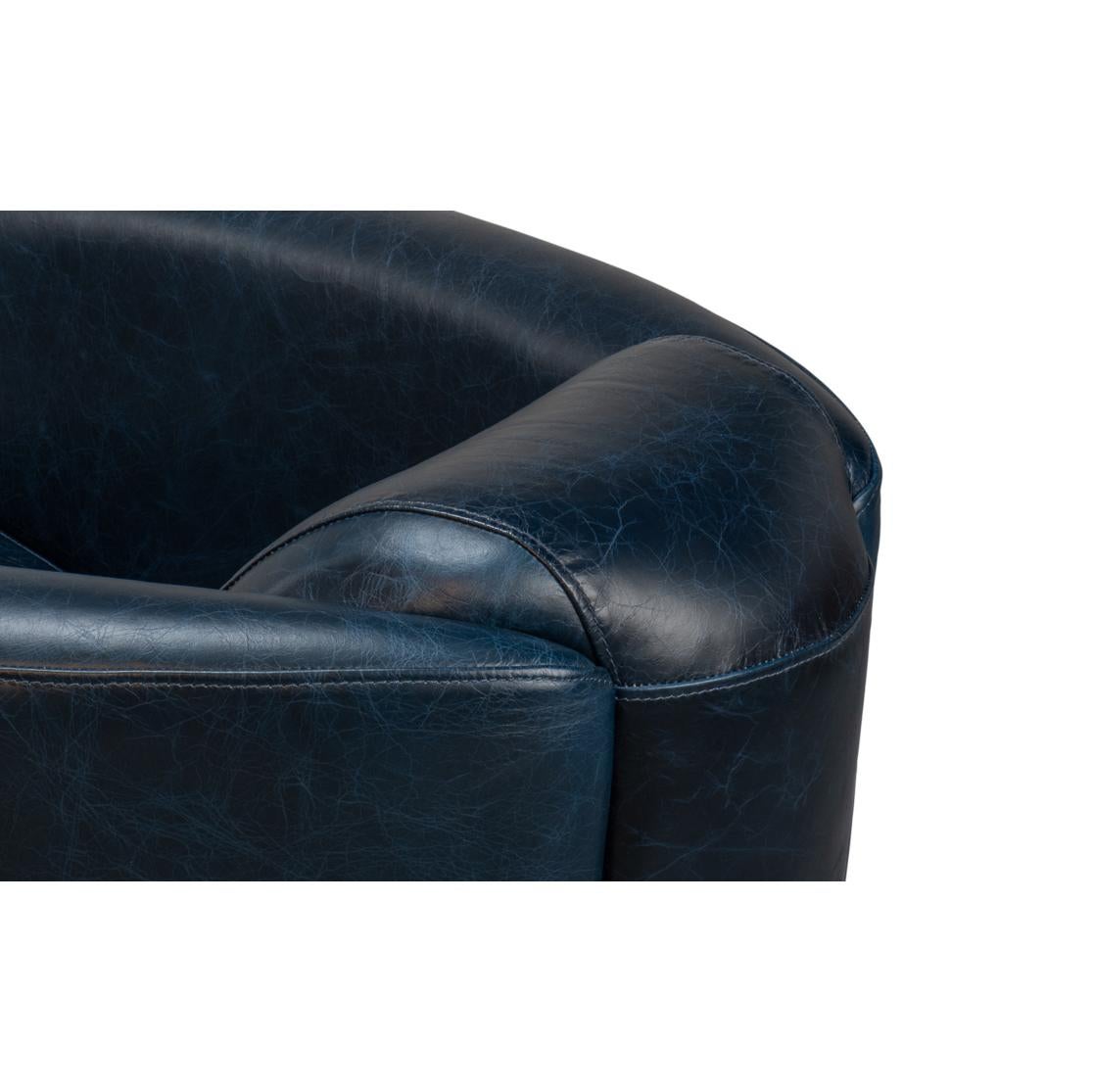 Chateau Blue Leather Club Chair In New Condition For Sale In Westwood, NJ
