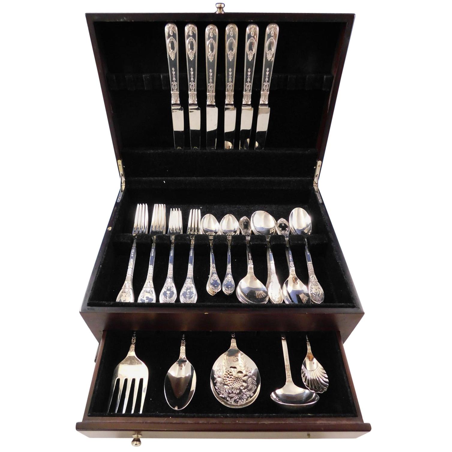Chateau by Carrs or Sheffield Sterling Silver Flatware Service Set 41 Pcs Dinner