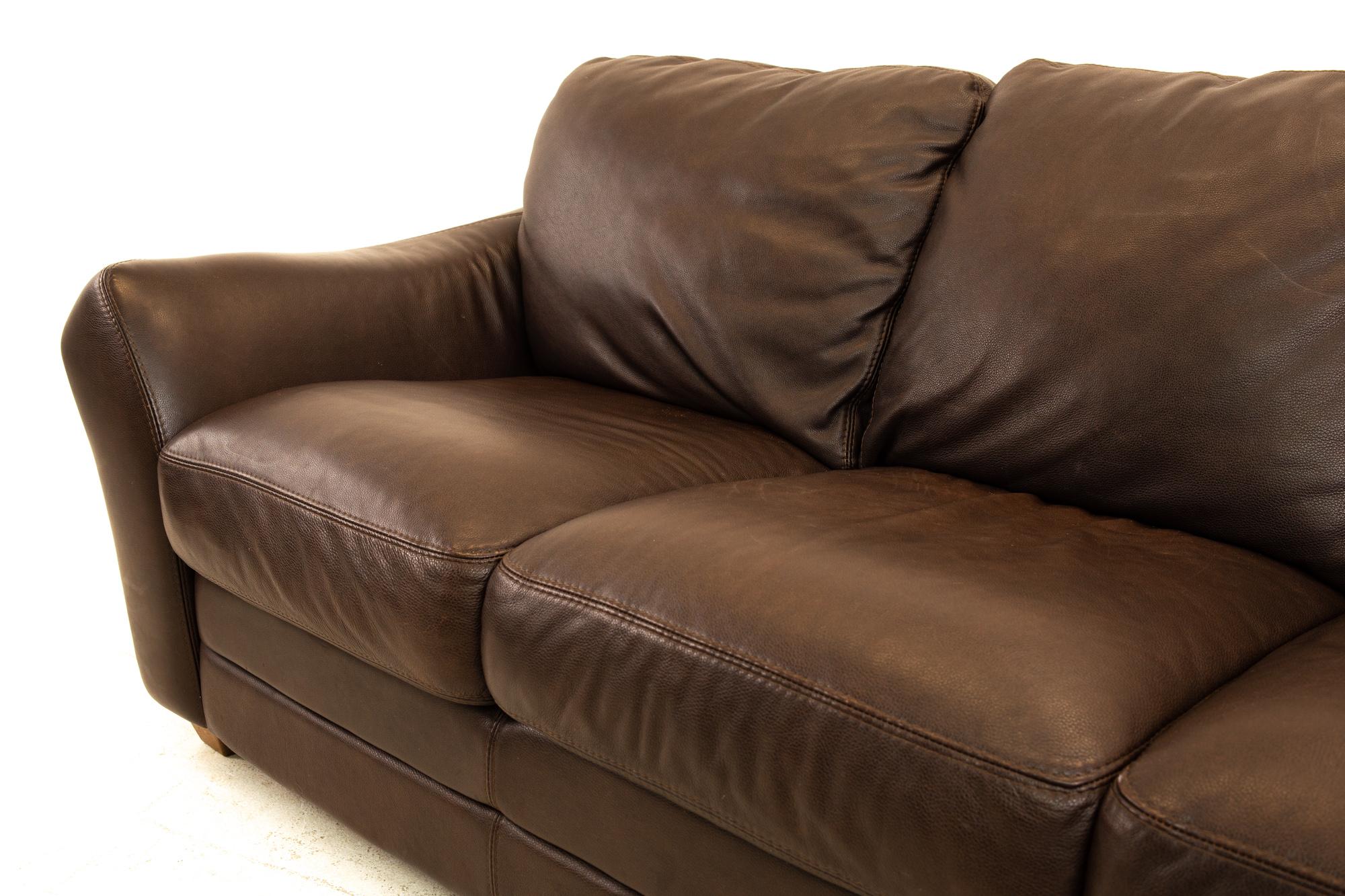 Italian Chateau D Ax Mid Century Leather Sofa
